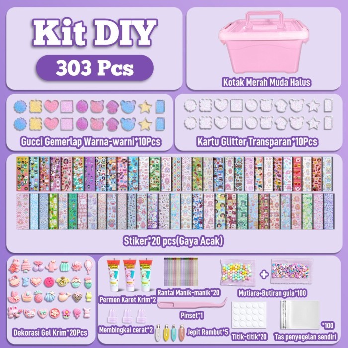 

[New]Promo 1 Set DIY Gantungan Kunci Akrilik Set Guka Gooka Mainan Anak-anak Mainan DIY Kreasi Gratis DIY Stiker Lem Krim Model Kreatif Merangsang - 303Pcs