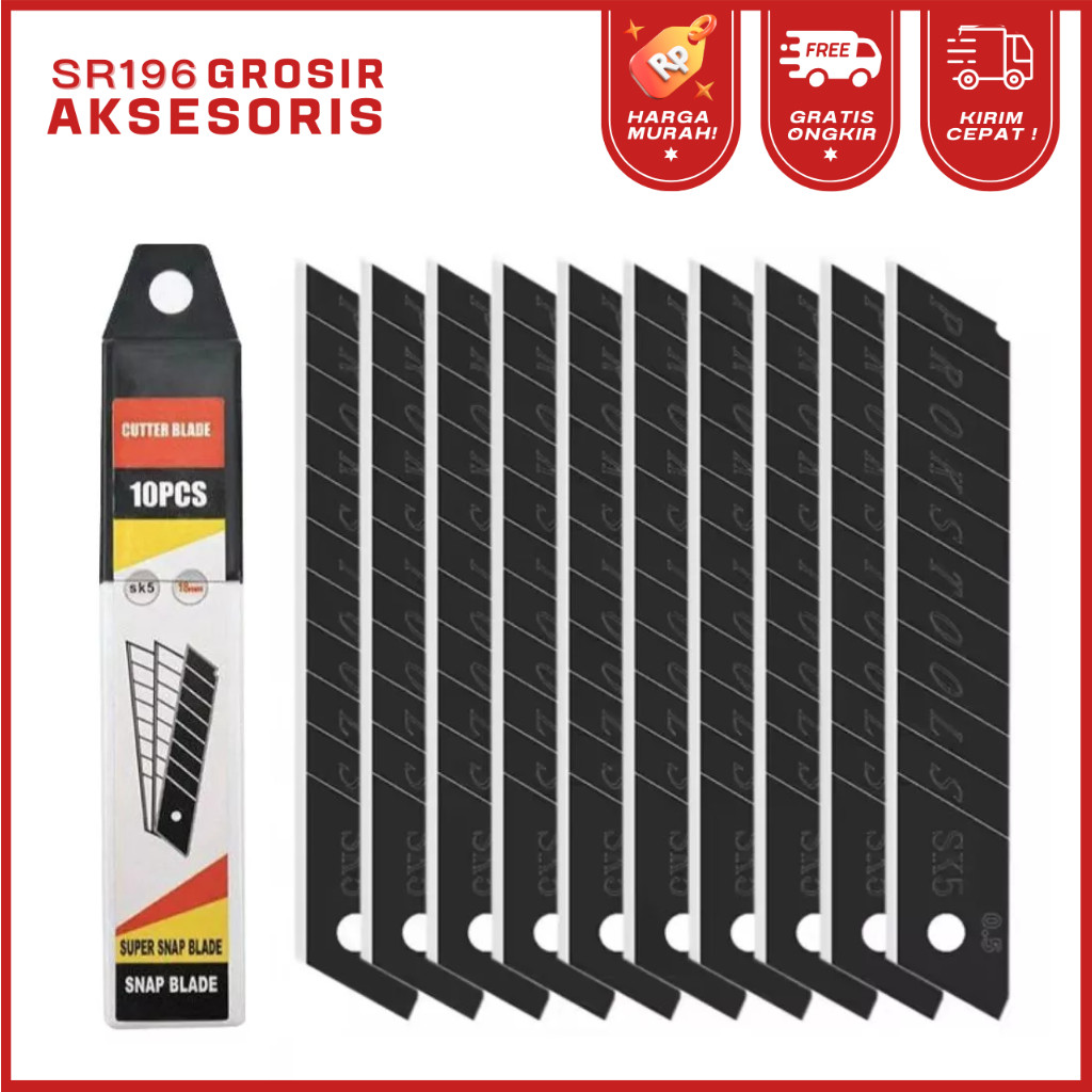 

Refill Isi Ulang Cutter 18mm SK5 10PCS Besar Hitam Pisau Cutter Isi Ulang Besar