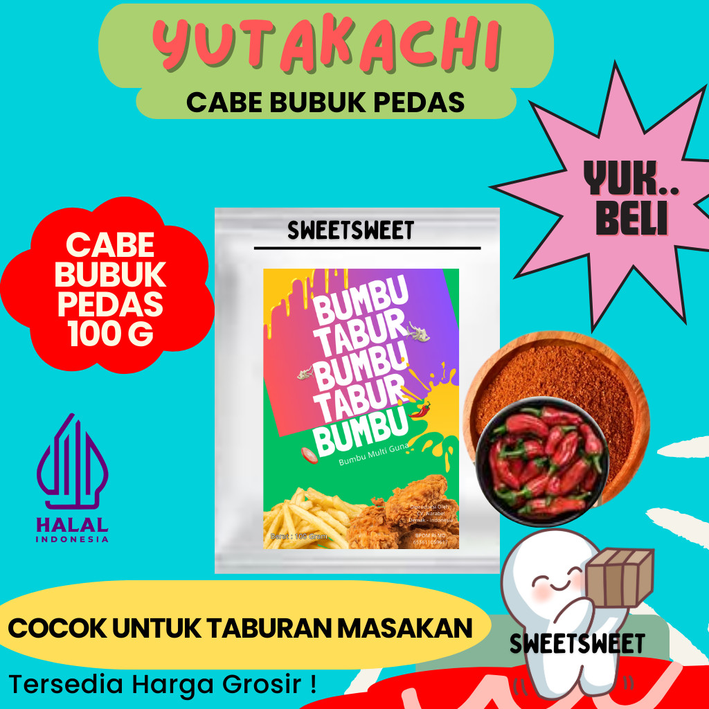 

Sweetsweet Chili Super Hot Powder 100g | Bumbu Tabur Cabe Super Pedas {BISA COD dan Grosir}
