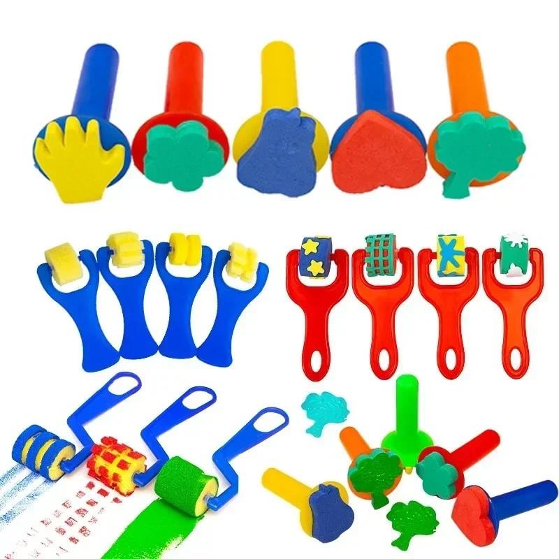 

Children DIY Graffiti Sponge Brush Set Drawing Toys Broom Shaped Seal Sponge Brush Art Brush Enlightenment Puzzle Gift