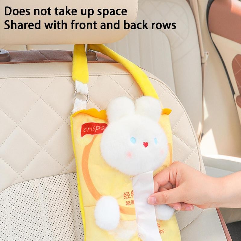 Plush Car Tissue Holder Rabbit Car Plush Napkin Organizer Napkin Organizer Soft Car Suspension Paper
