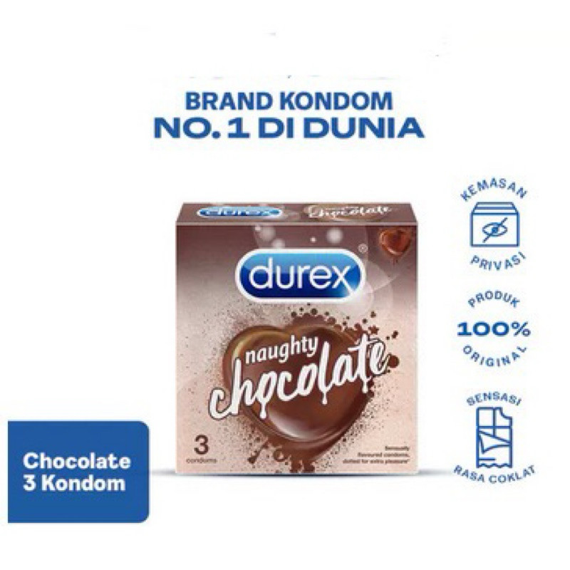 DUREX Naughty Chocolate 3's- aksesoris Aroma Coklat Durex charliesp_