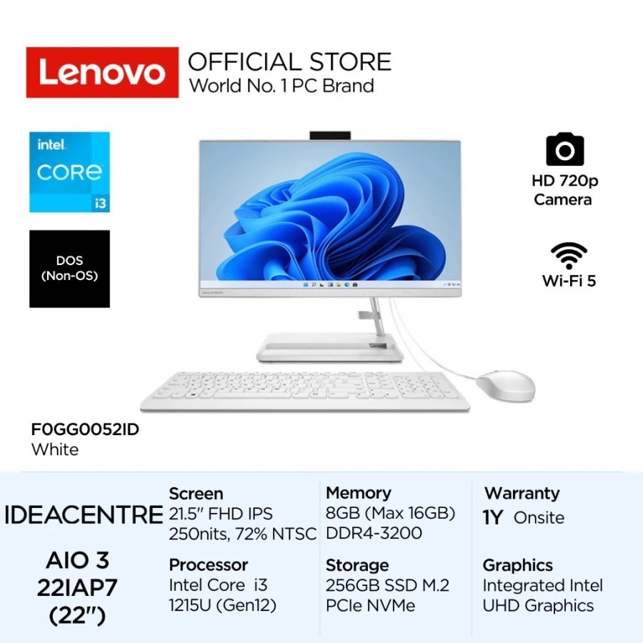 LENOVO AIO ALL IN ONE 3i 22IAP7 INTEL CORE i3-1215U 8GB 256GB