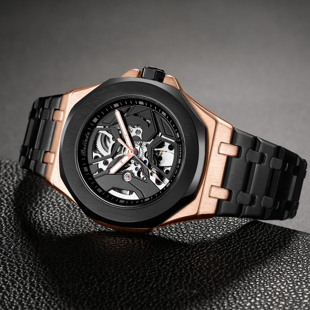 Big Sale  JAM TANGAN PRIA AUTOMATIC BELLEDA 9608 RANTAI JAM TANGAN ANTI AIR