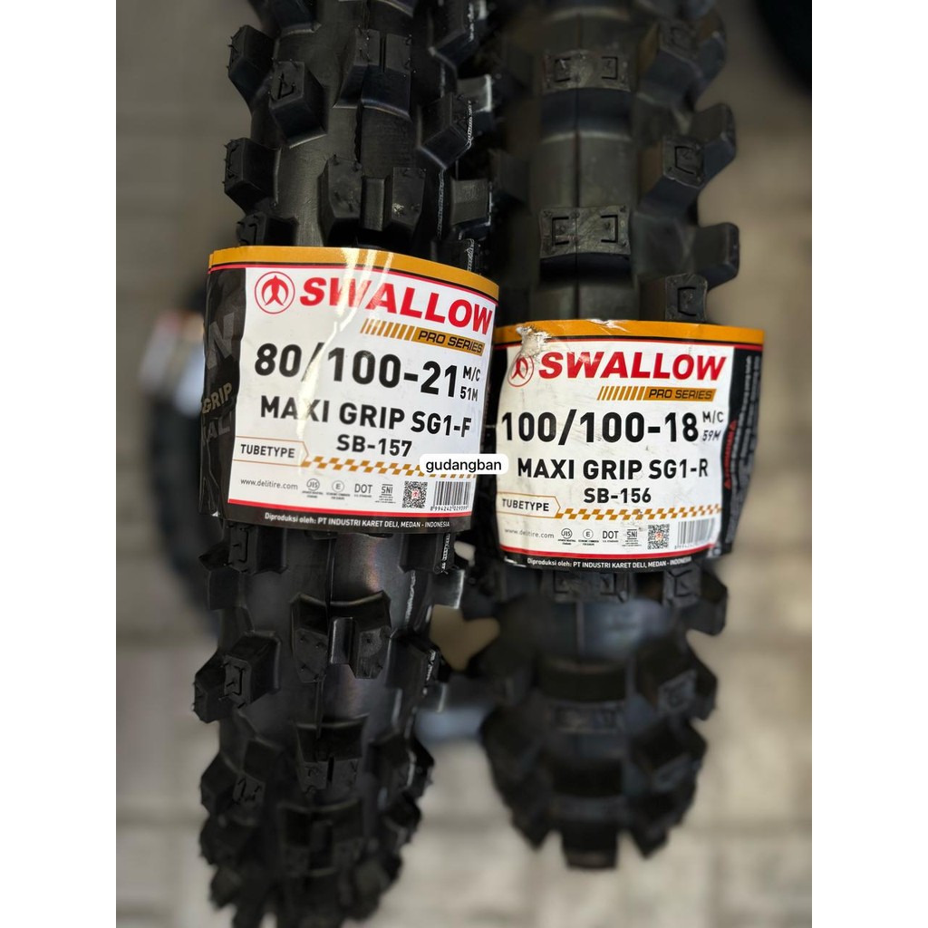 (2 BAN MAXI GRIP) BAN TRAIL SWALLOW 80 100 21 100 100 18 SB157 SG1F  SB156 SG1R KLX CRF TT  BARU ORI