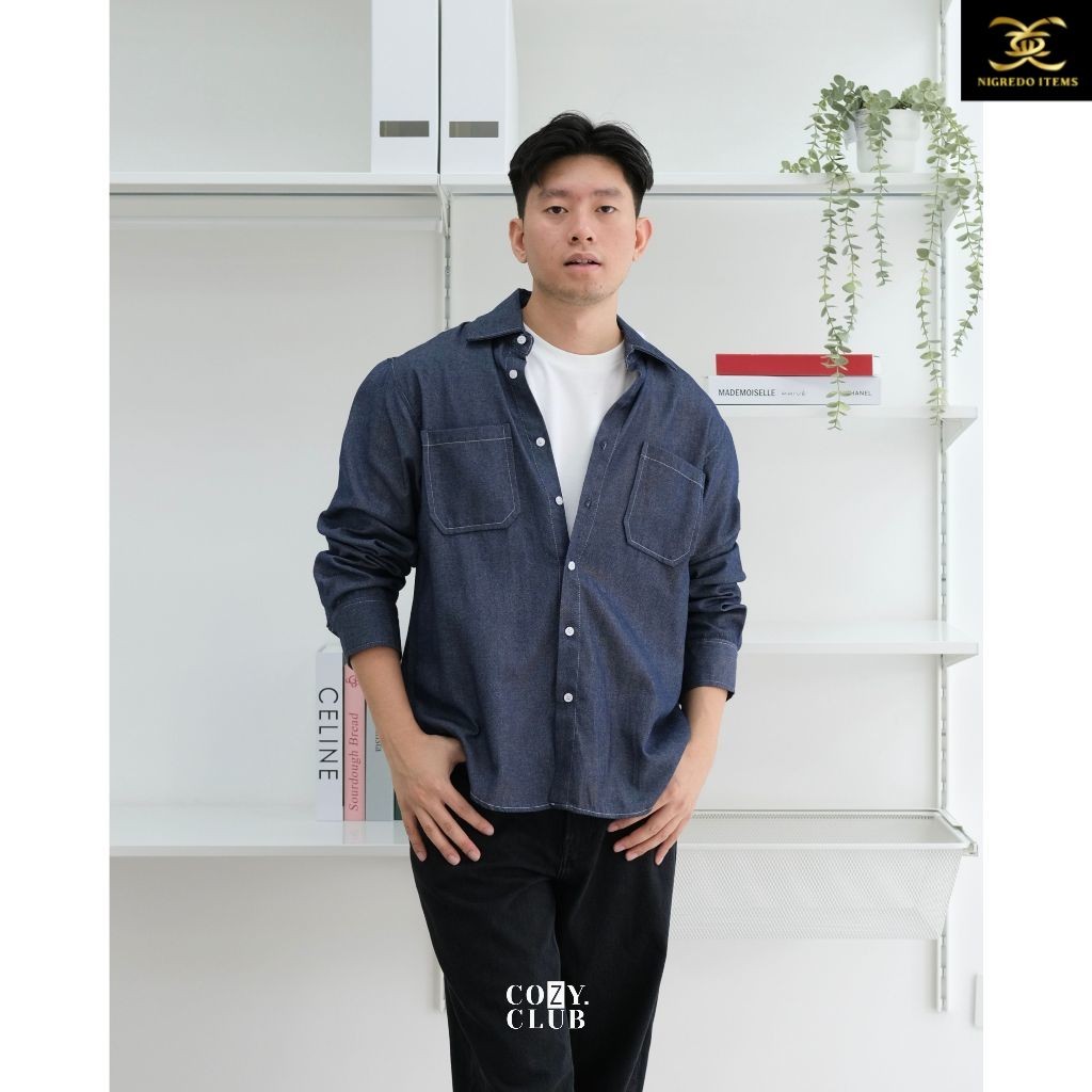 COZYCLUB Scott Longsleeve Workshirt | Kemeja Denim Oversize Pria Lengan Panjang | 432