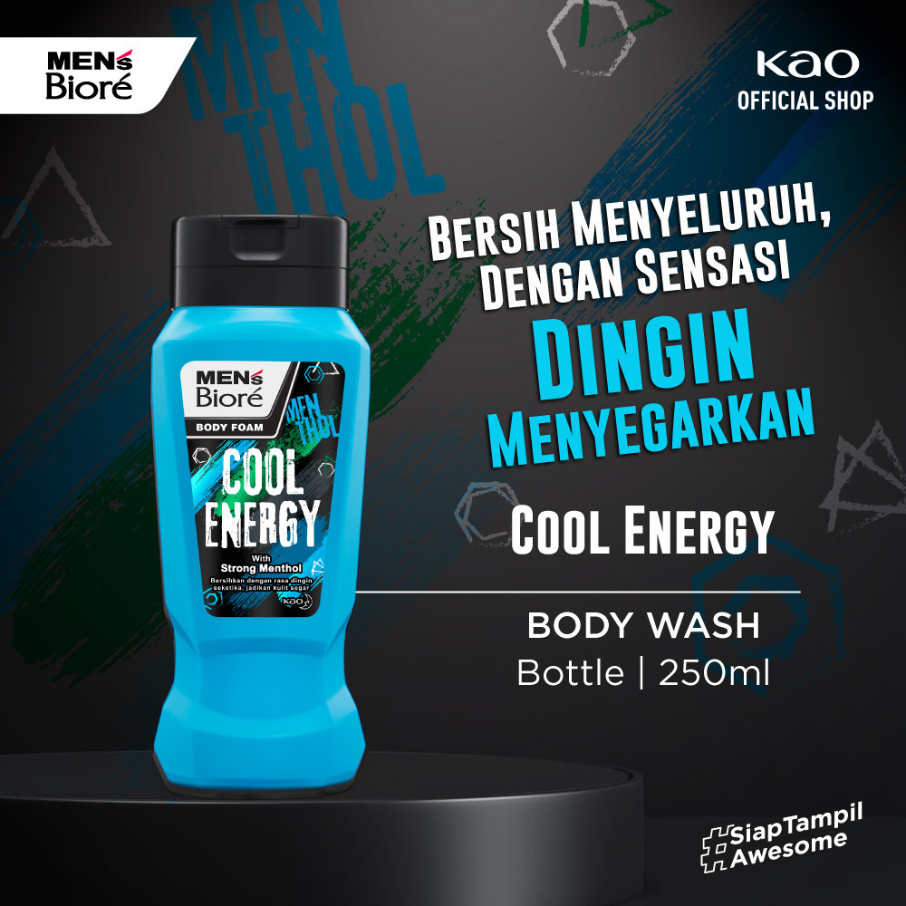 Men's Biore Sabun Mandi Cair Untuk Pria Cool Energy Strong Menthol Botol 250 ml - Sabun Cair Body Wa