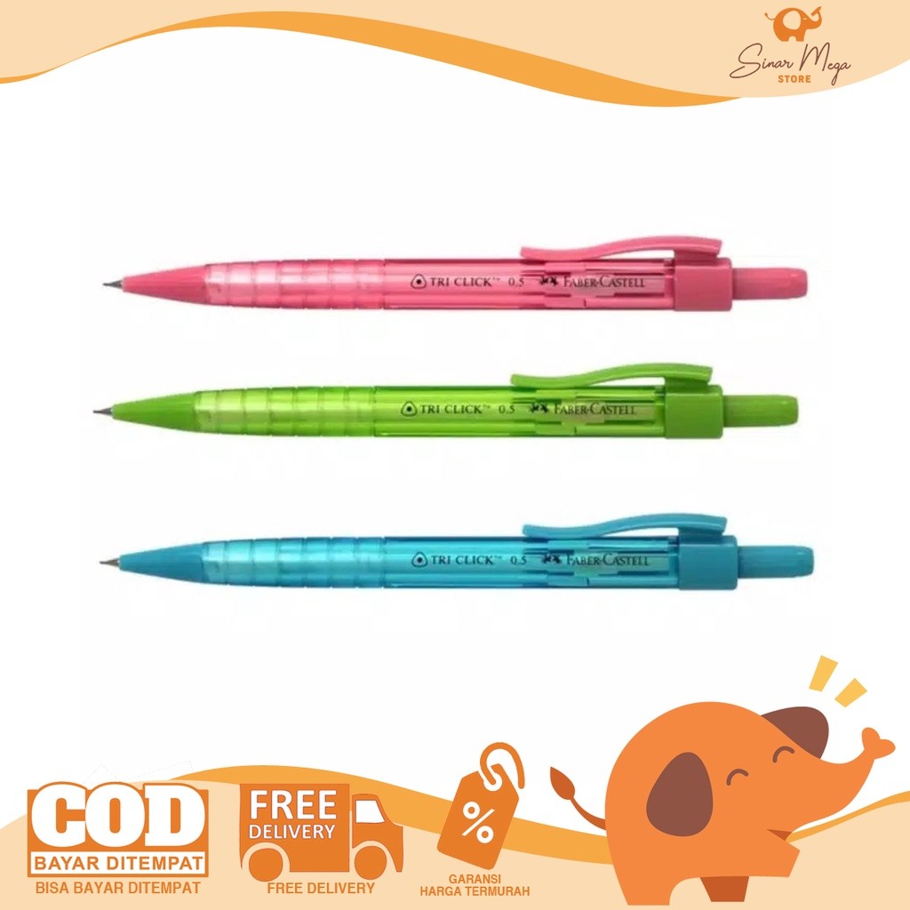 

Faber Castell Mechanical Pencil 0.5 Tri Click 1362 / Pensil Mekanik Murah