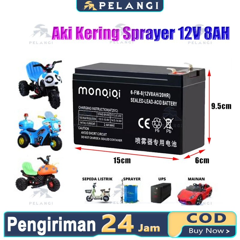 Aki Kering Original 12V 8AH Aki Solar Panel 12V 12AH Baterai Aki Kering Sprayer Elektrik aki tangki 
