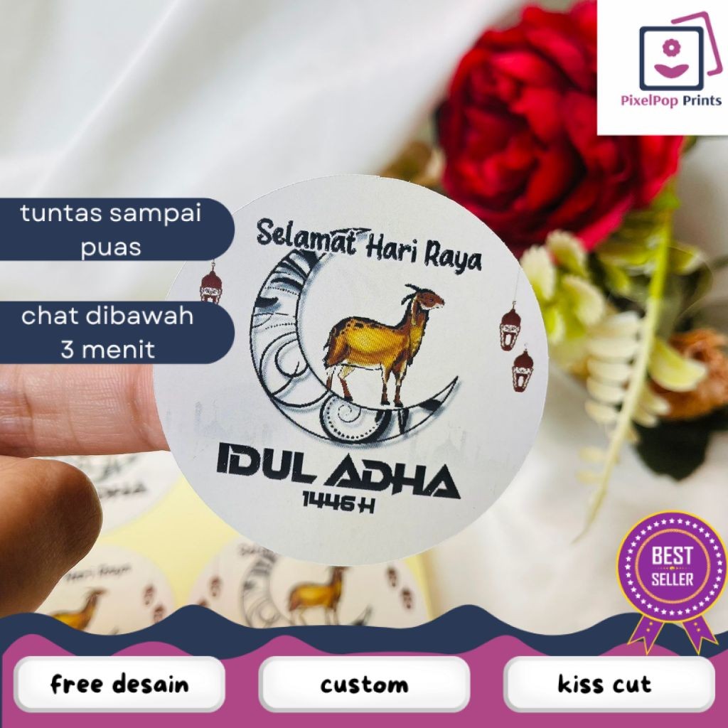 

Opikapip 5-8 Sticker Selamat Hari Raya Idul Adha, Lebaran Haji Toples Cookies Free Desain Custom