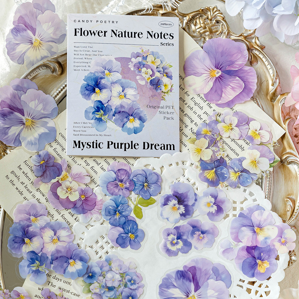 

Journamm 20pcs PET Floral Stickers Nature Series DIY Scrapbooking Collage Supplies Decor Stationery Junk Journal Stickers