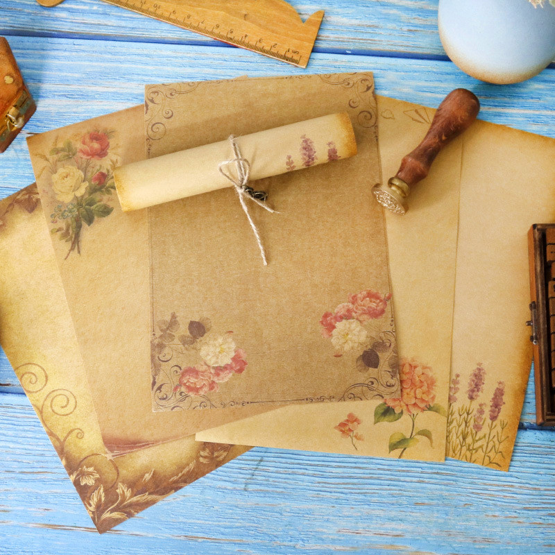 

8 Pcs Retro Kraft Paper Stationery, 8 Craft Design Styles, Suitable for Writing Letters, Copying, Invitations, Love Letters