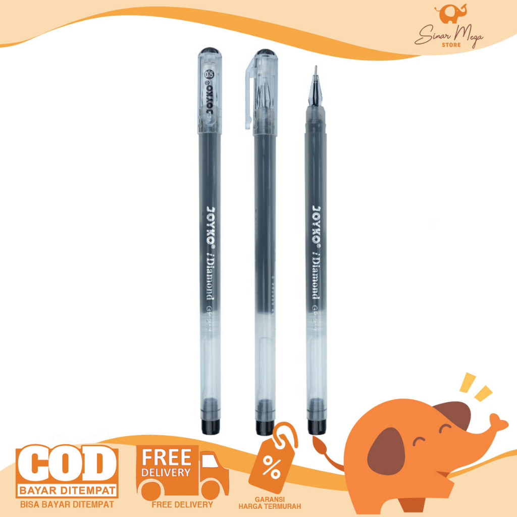 

Joyko Gel Pen GP-212 Black / Pulpen Gel Warna Hitam iDiamond 0.5mm