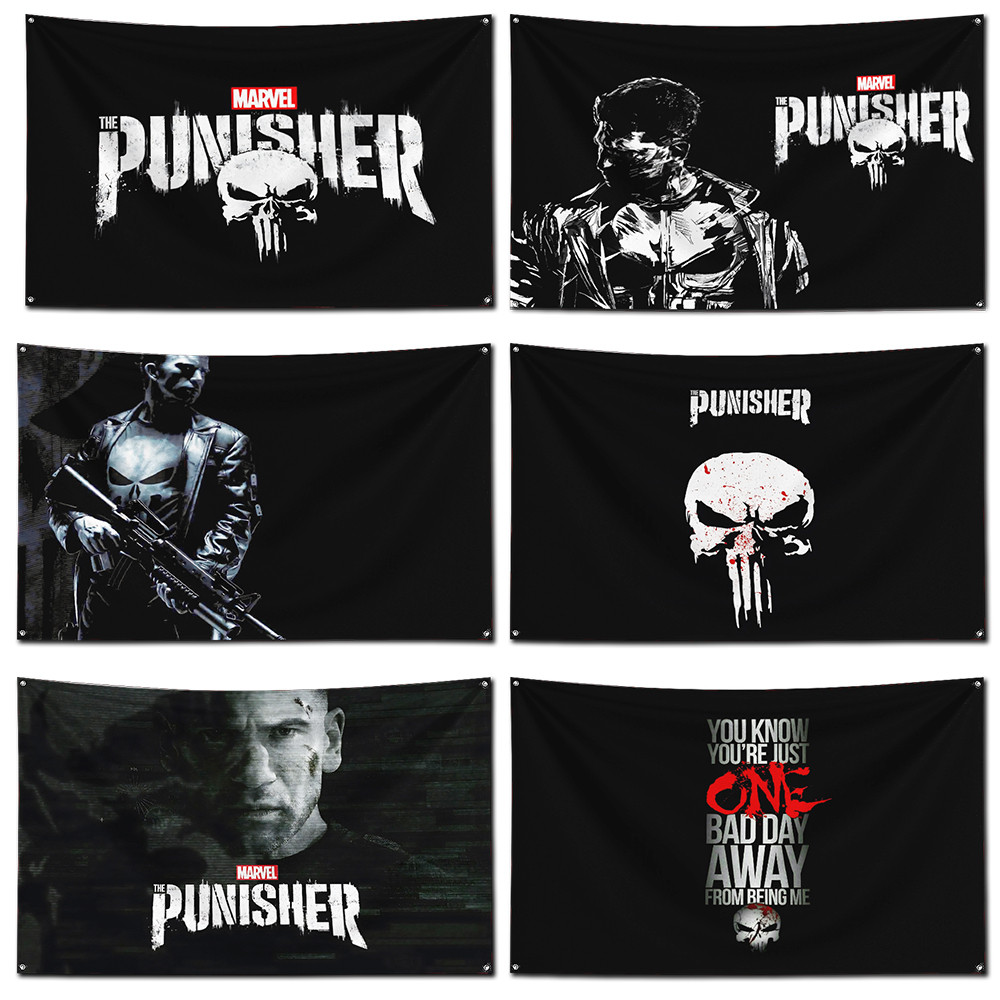 

The Punisher Ft Flag Polyester Digital Printing Banner for Garage Wall Art Out Door Decoration With Brass Grommets