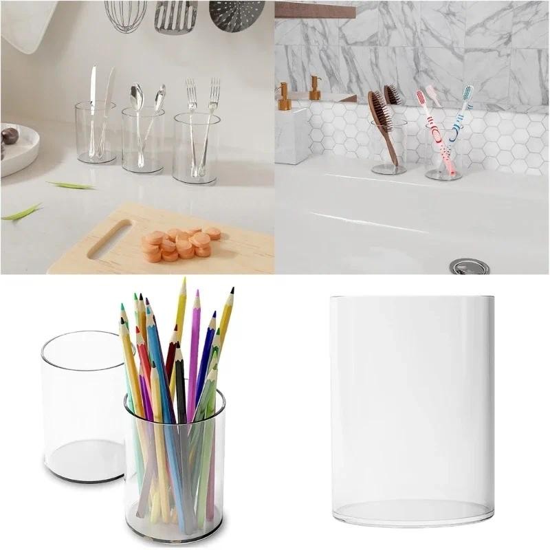 

Acrylics Pencil Cup Pen Holder Space Saving Desk Organizers Makeup Brush Storage Holder for Office, School, Supplies