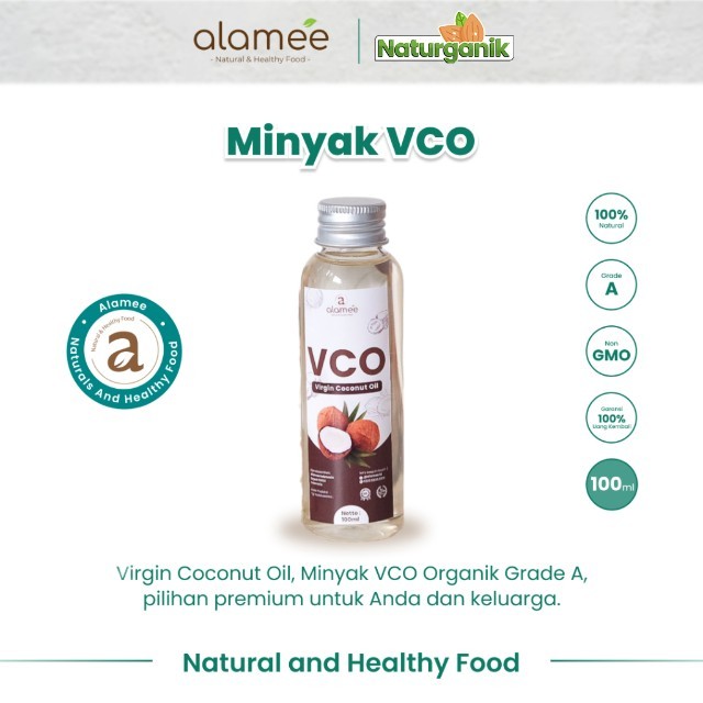 

ALAMEE Minyak Kelapa Murni Extra Virgin Coconut Oil VCO Asli Dapat Diminum Organik Masak Minum 100ml Naturganik