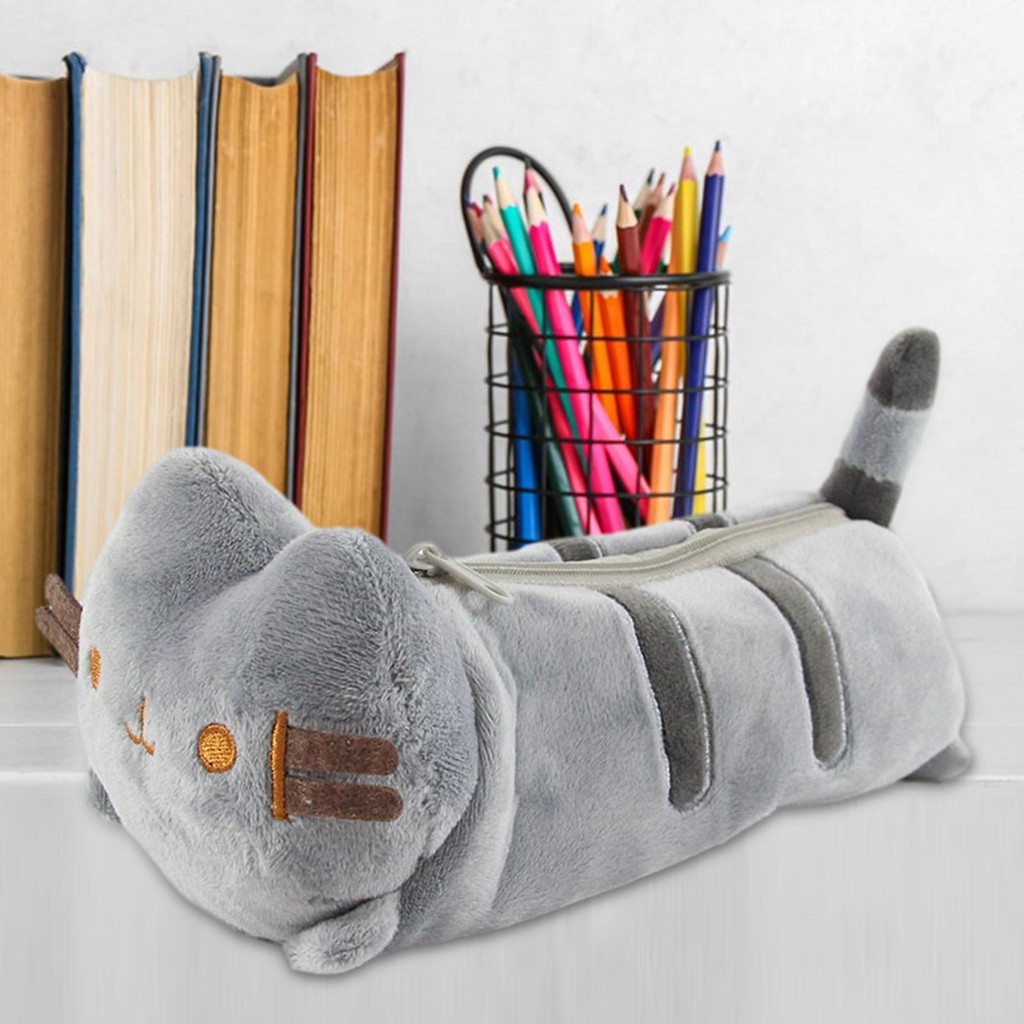 

Plush Pencil Case Cartoon Cat Cosmetic Bag Portable Zipper Closure Storage Pouch Purse Pen Case for Kids School Office Supplies