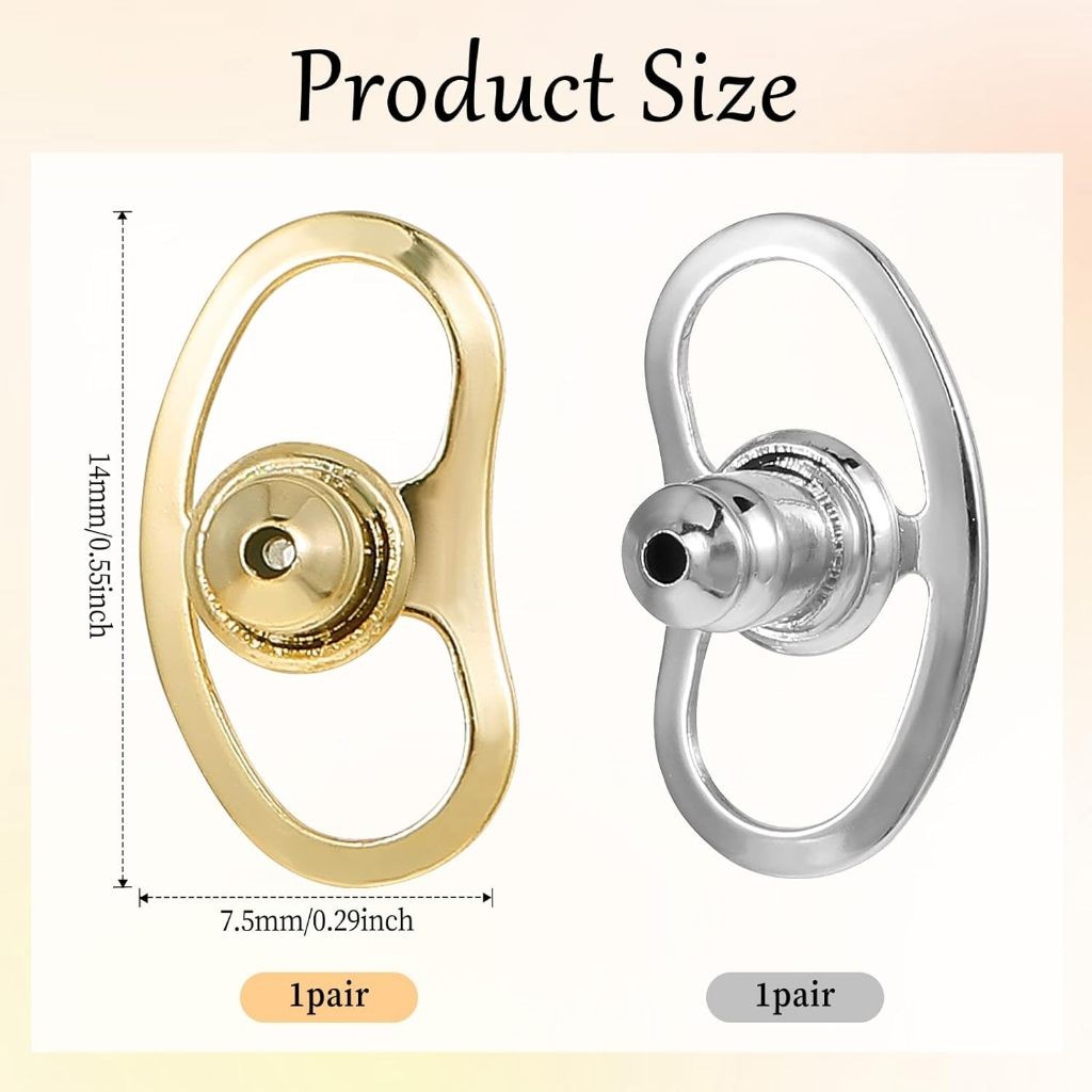 D3W 12Pcs Emas/Perak 18K Stopper Anting / Tutup Anting Tusuk / Pantat Anting