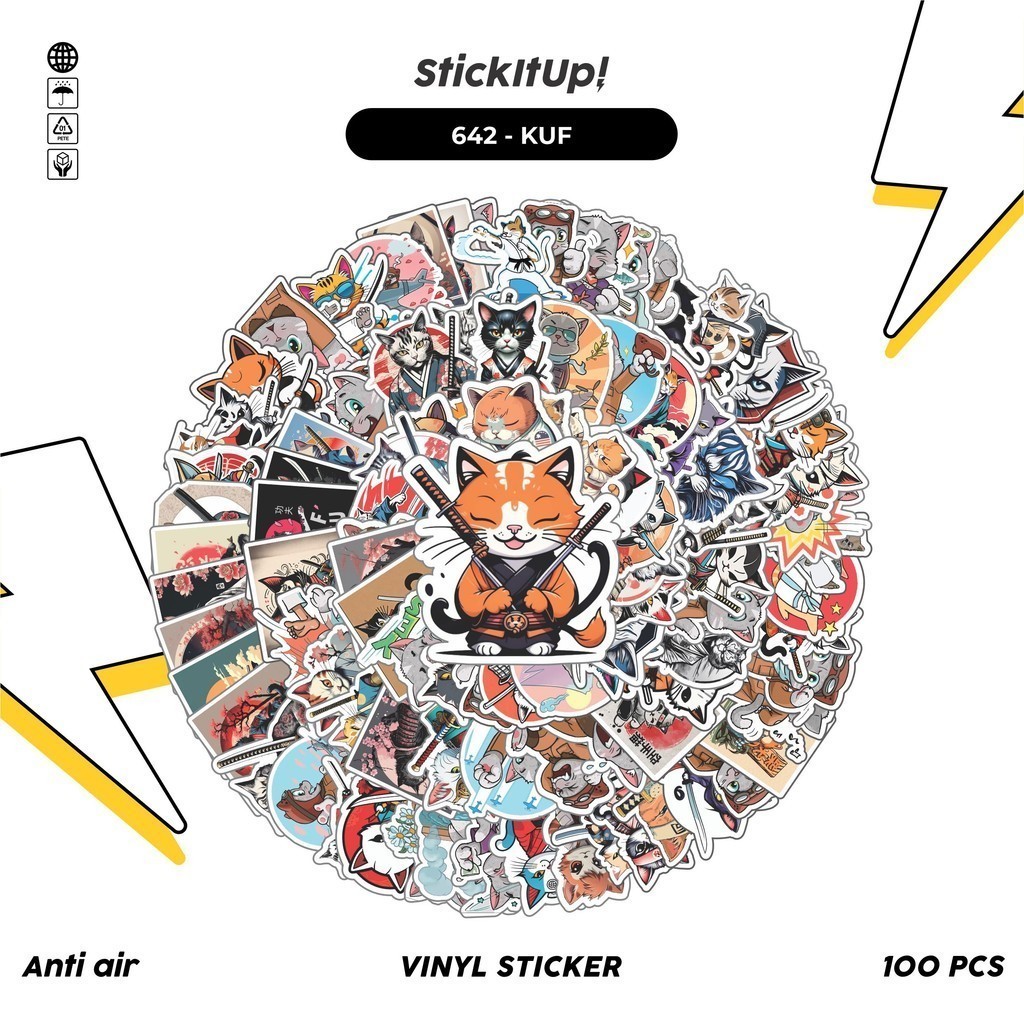 

COD 100 Pcs Stiker Pack Kung Fu Cats Lucu Aesthetic Vynil Waterproof untuk Freebies Sticker Buku Journal Casing HP Laptop