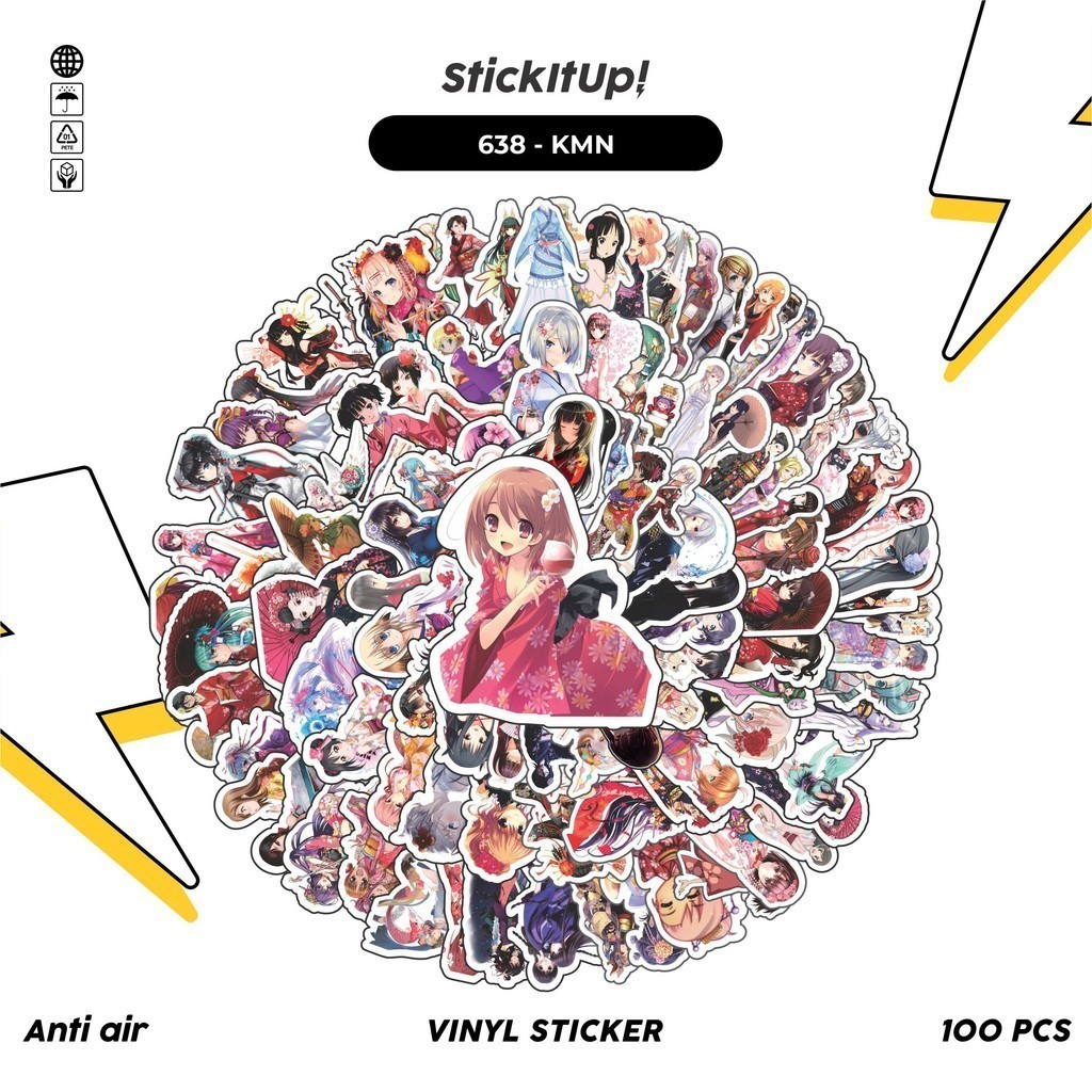 

COD 100 Pcs Stiker Pack Kimono GIrls Lucu Aesthetic Vynil Waterproof untuk Freebies Sticker Buku Journal Casing HP Laptop