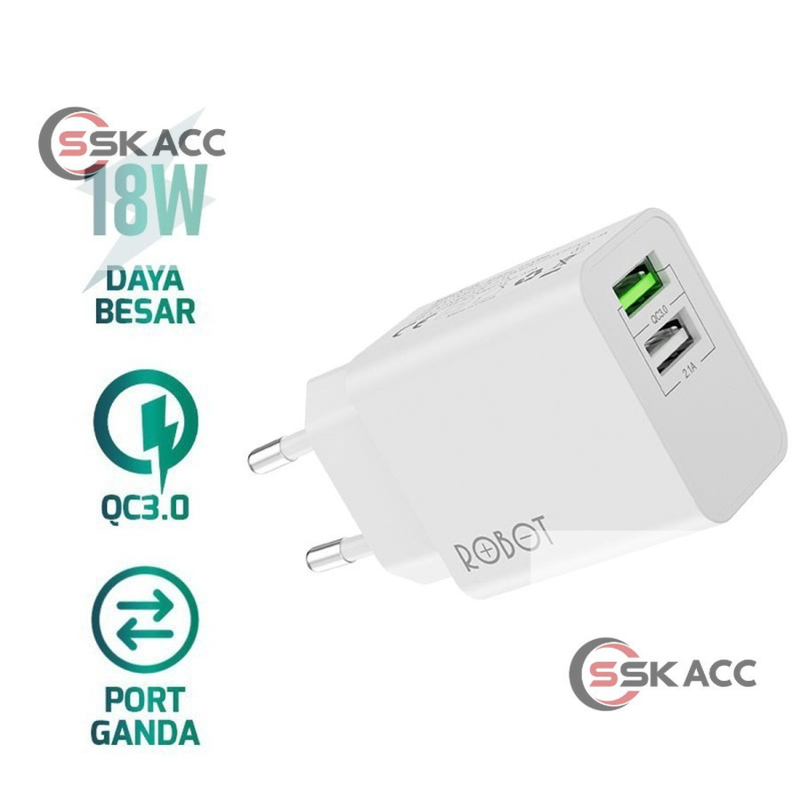 Robot RT-F4 Adapter QC3.0 Charger Dual Port 3A Quick Charger 3.0 SSKACC-KOMPUTER