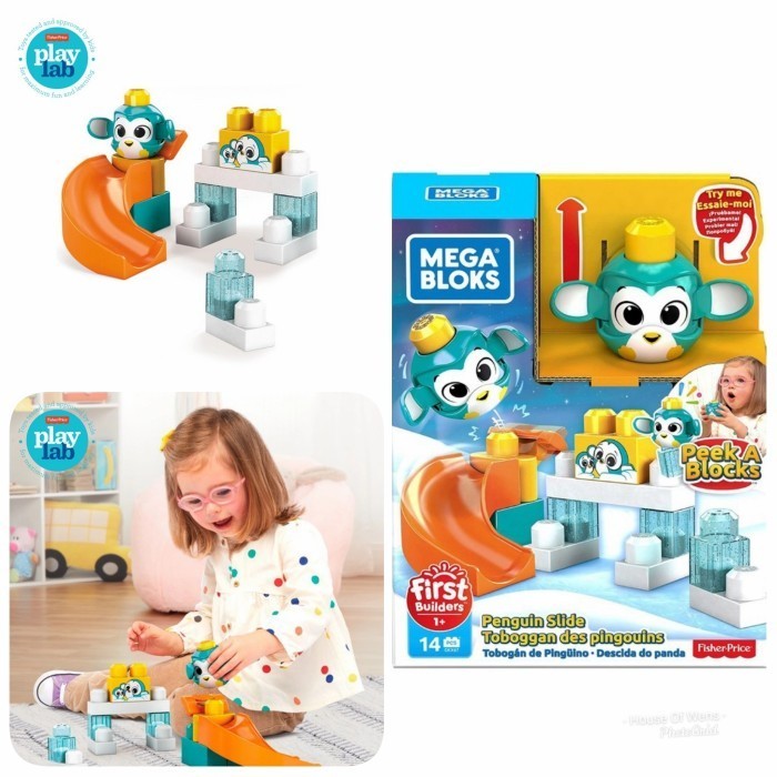 FISHER PRICE MEGA BLOKS PEEK A BLOCK PENGUIN SLIDES - MAINAN ORIGINAL