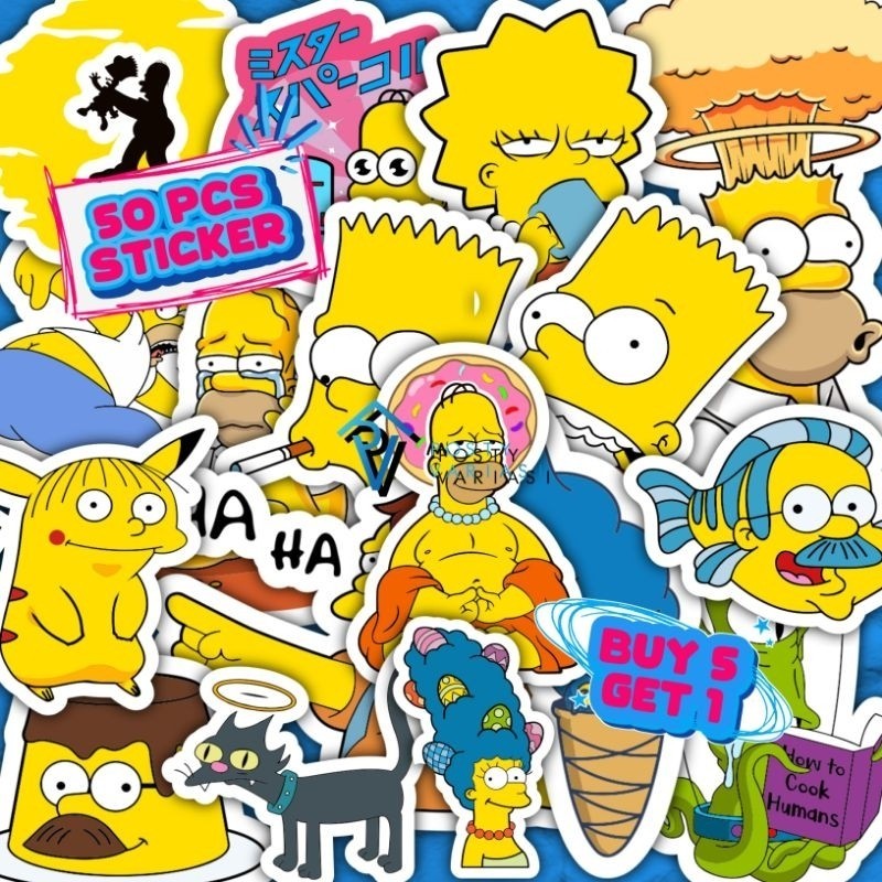 

50 Pcs Sticker Pack The Simpson Aesthetic Anti Air untuk Case HP Tumbler Laptop