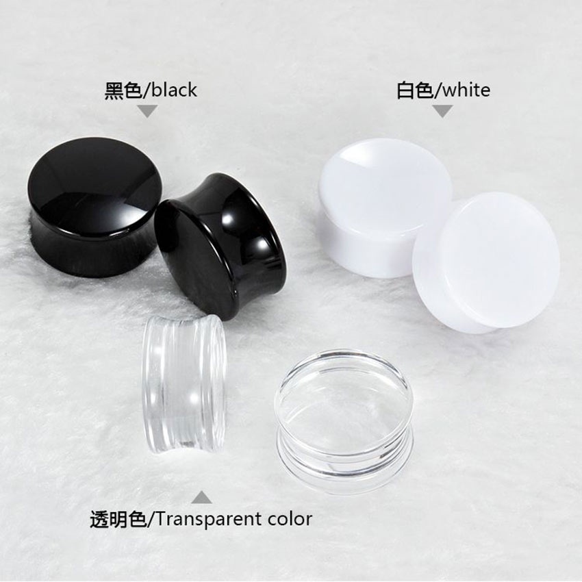 2Pcs 6-30Mm Piercing Plug Akrilik Earring Hitam Putih Piercing Earplug Ear Tunnel Plug Anti Alergi