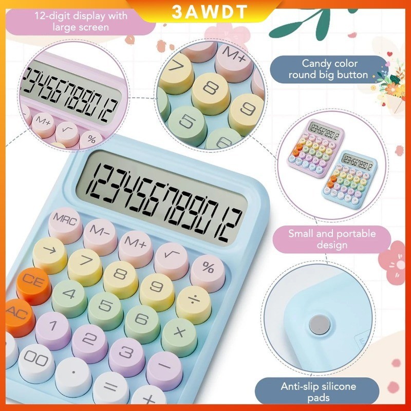 

【COD】Kalkulator Elektronik Warna Permen 12digit Display Besar Keyboard Dot Mekanik Tombol Besar Lucu Presisi Alat Tulis Komputer