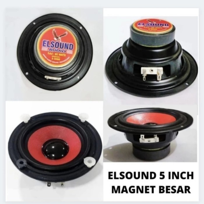 Original SPEAKER COMPONENT ELSOUND 5 INCH 80 WATT 5MB SPEAKER WOOFER ELSOUND 5INCH MAGNET