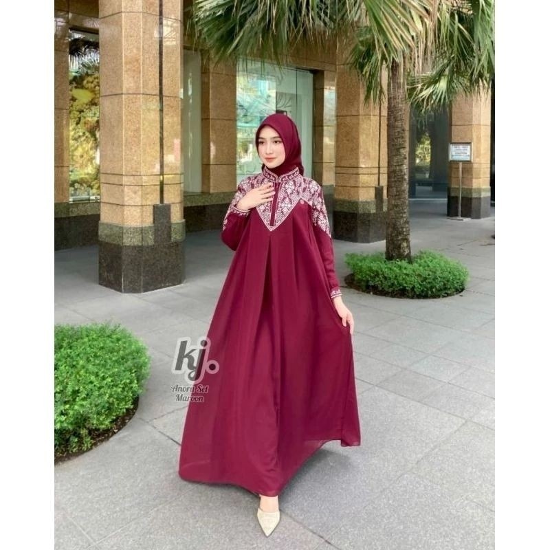 BIG SALE HOREFASHION_GAMIS ANORA SET HIJAB||GAMIS PESTA MUSLIMAH SERAGAMAN TERBARU ADA JUMBO||GAMIS 