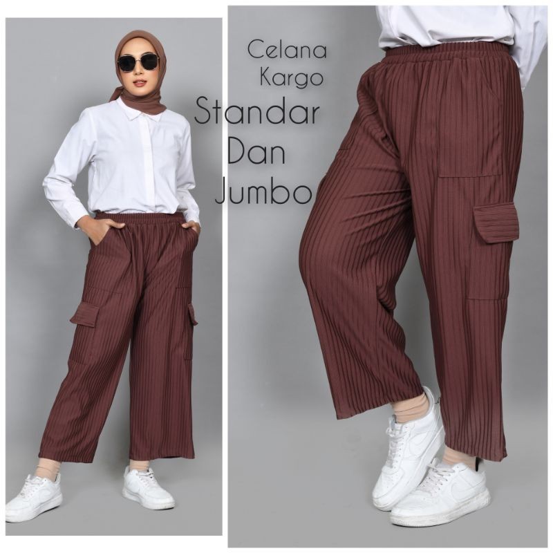 5.5 CARGO SALE // Celana Kargo Ziela Bahan Knit Husus Wanita Ukuran Jumbo