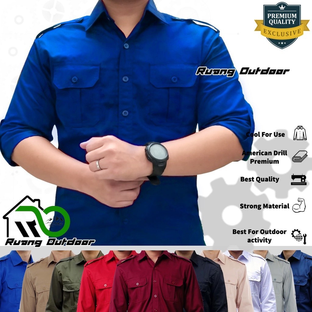 Baju Kemeja PDL PDH Lapangan Lengan Panjang - Pakaian Atasan Seragam Pria Wanita Premium Kerja Kanto