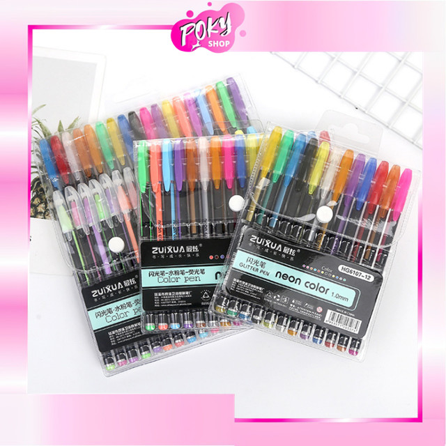 

POKY - S6076 Pulpen Warna-Warni 12 PCS / Pulpen Warna-Warni Tinta / Pen Gel Color / Colorful Pulpen Gel Ink / Pulpen Gel Glitter