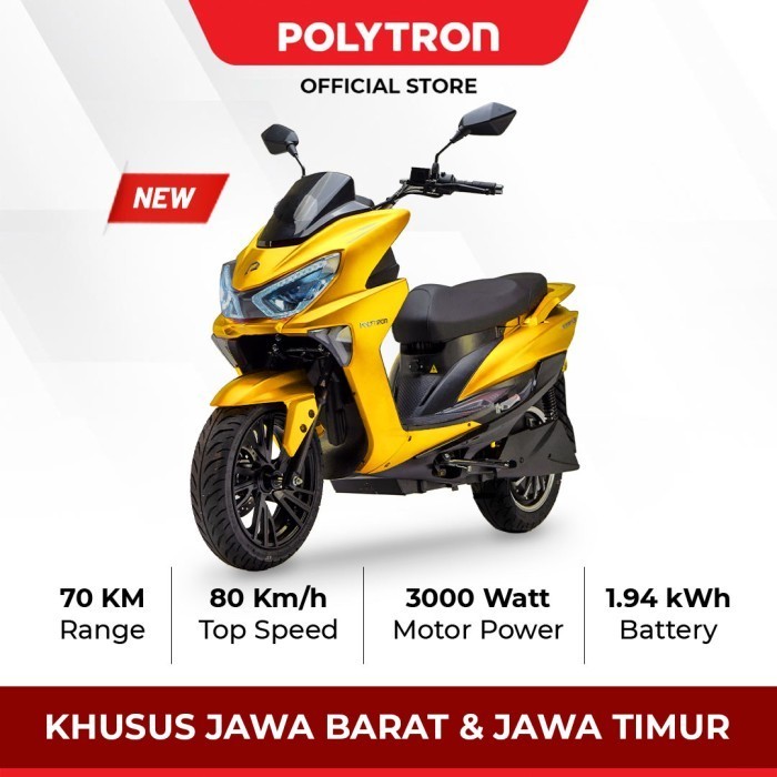 SUBSIDI POLYTRON Fox S Sepeda Motor Listrik - OTR Luar Jabodetabek - Yellow