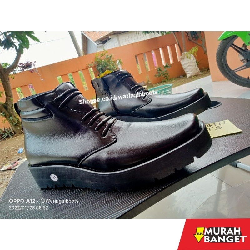 Sepatu pdh- Sepatu PDH SoL TEBAL 3-5 Cm Terbaru 2022 PDH POLRI DISHUB Security