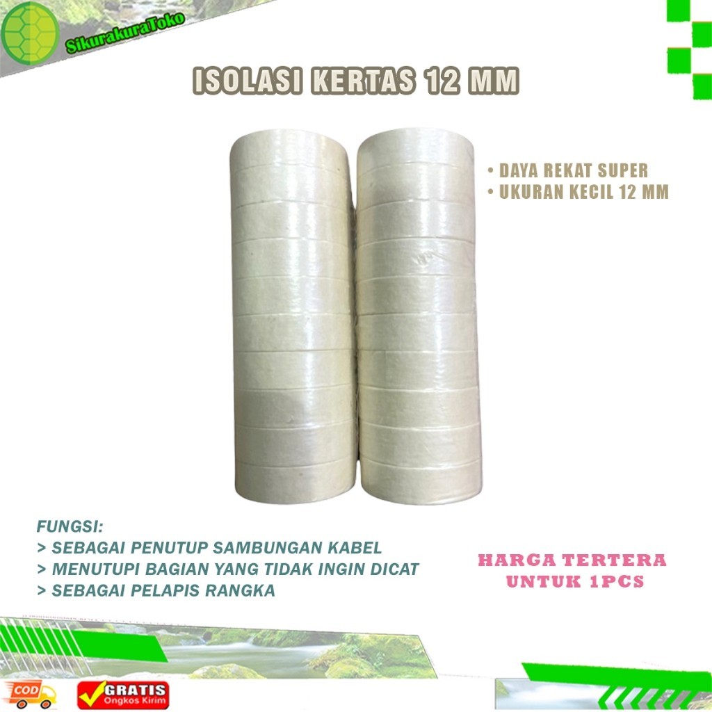 

(SDA) Tape Isolasi Kertas Putih Solasi Lakban milenium 12 mm 1 Pcs