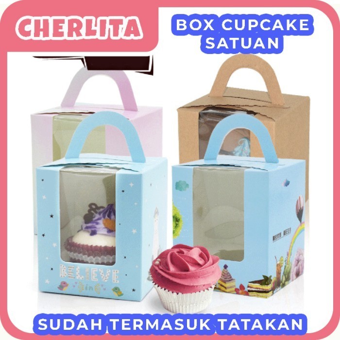 

10 Pcs Cupcake Box 1 Lubang Muffin Cake Box Premium Satuan Kotak Kue Kecil Ulang Tahun