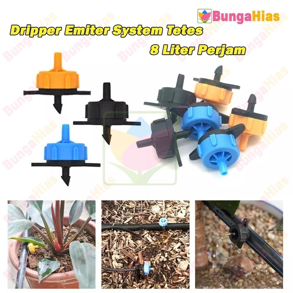 Dripper Emiter 8 L/H PC Drip System Tetes Selang PE Irigasi Fertigasi Tanaman PE-903