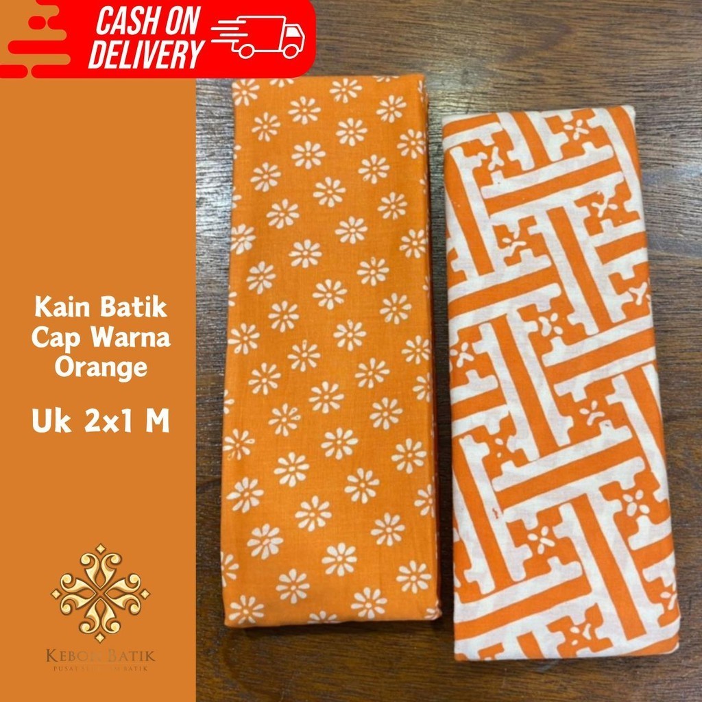 Kain Batik Cap Katun Warna Orange 2405070001