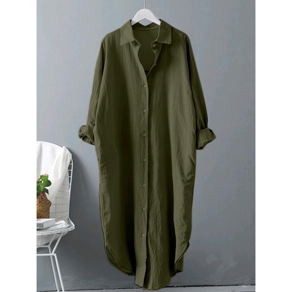 Long Tunik Crinkle Lova Tunik Bahan Kain Crinkle Airflow Size M L XL XXL Busui Friendly Atasan Wanit