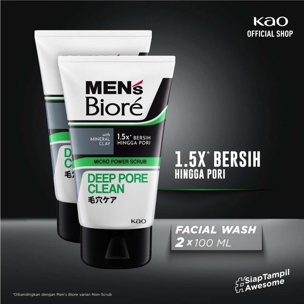 Men's Biore Micro Scrub Sabun Muka Pria Untuk Kulit Kusam Deep Fresh Deep Pore Clean Eksfoliasi 100 