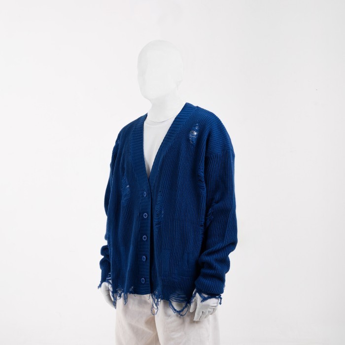 NOMADSTUDIO Reborn - Blue Distressed Oversized Knit Cardigan