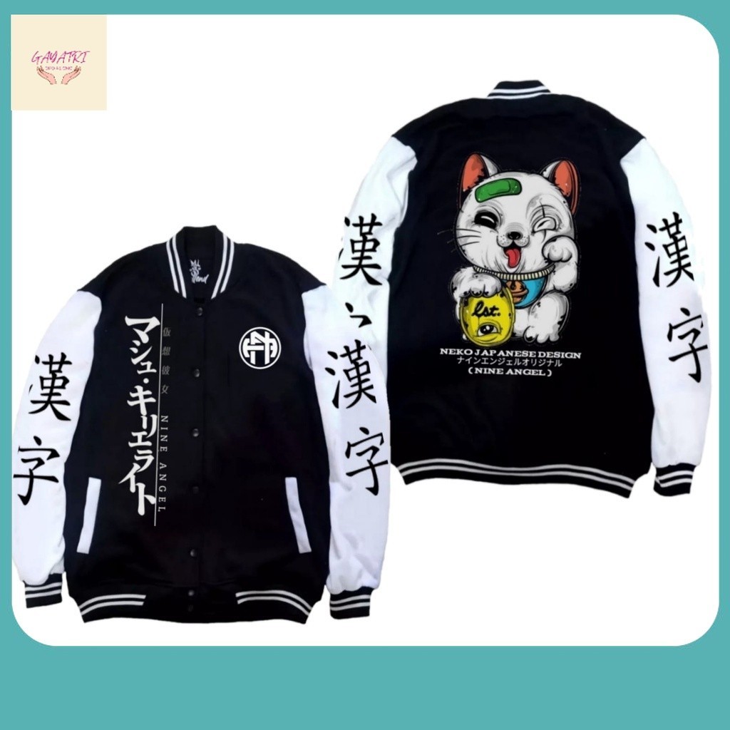 Jaket Terkini / Jaket Sukajan Baseball Kucing Neko / Jaket Baseball Sukajan Jepang Anime Cosplay Pri