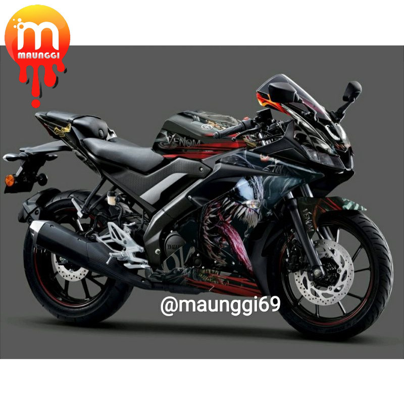 Decal r15 v3 full body motif venon carnage Striping motor r15 hitam Sticker r15v3 variasi full motif