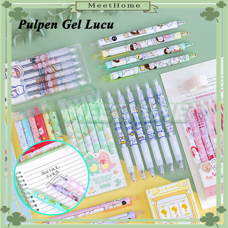 

Pulpen Gel Mekanik Lucu Karakter 6 PCS/Pena Gel Mekanik Pola Lucu 0.5MM/Ballpoint Mekanik Pulpen Set/Pulpen Gel Hitam Set