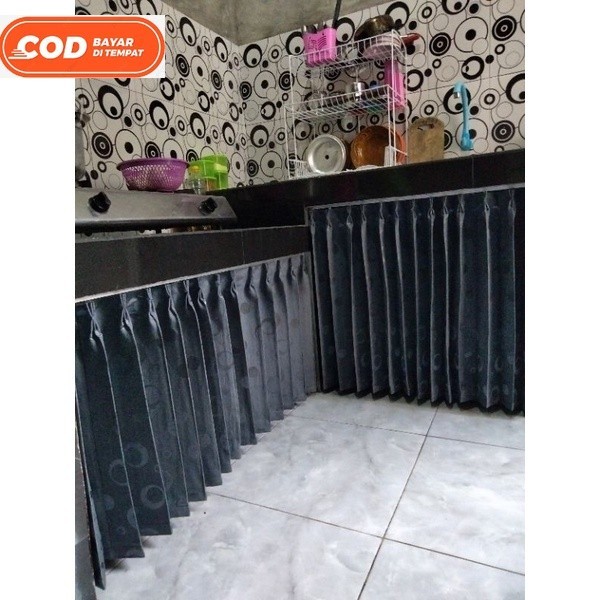 GORDEN,HORDENG,TIRAI MEJA KOMPOR/GORDEN KOLONG DAPUR MOTIF PULKADOT