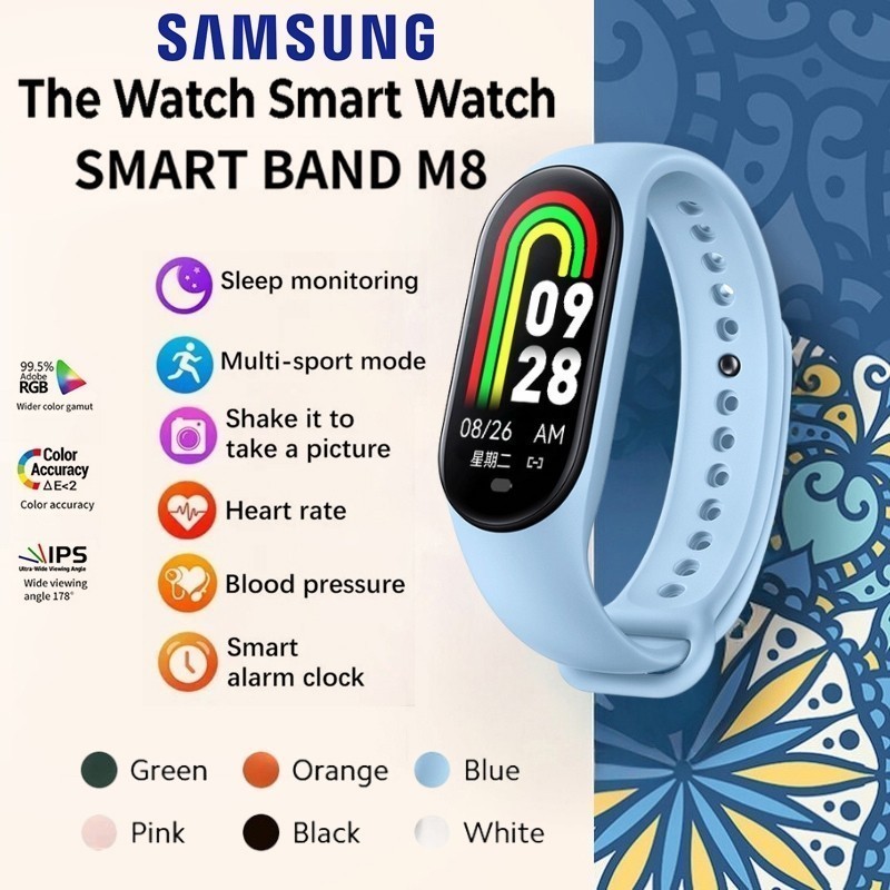 PRODUK TERBARU # 【100% Original】SAMSUNG Smartband M8 1.62inches IP67 jam tangan smartwatch/ smartwat