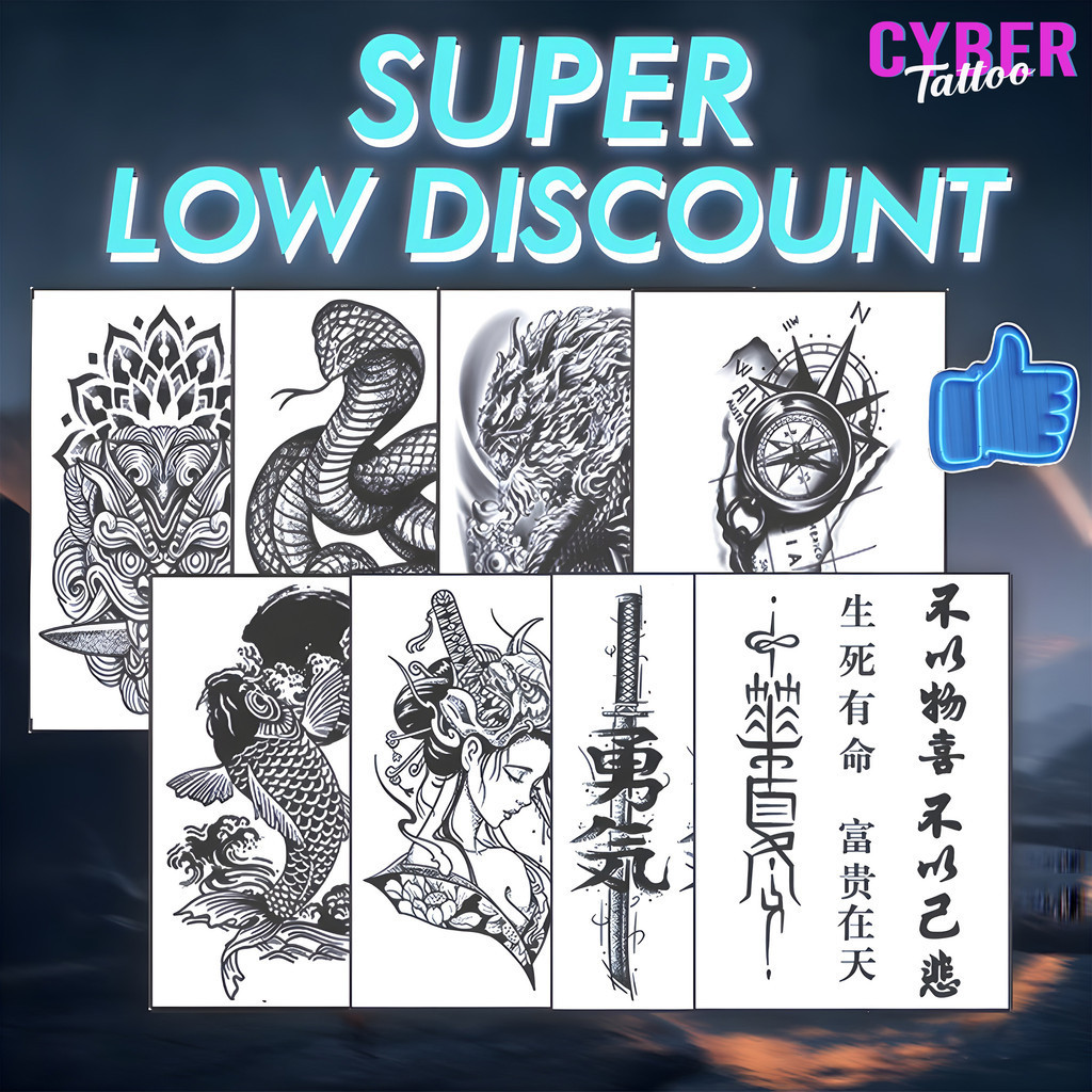 Cyber Tato Temporary Semi Permanen Tatto Tahan lama Serie HC 18x11CM