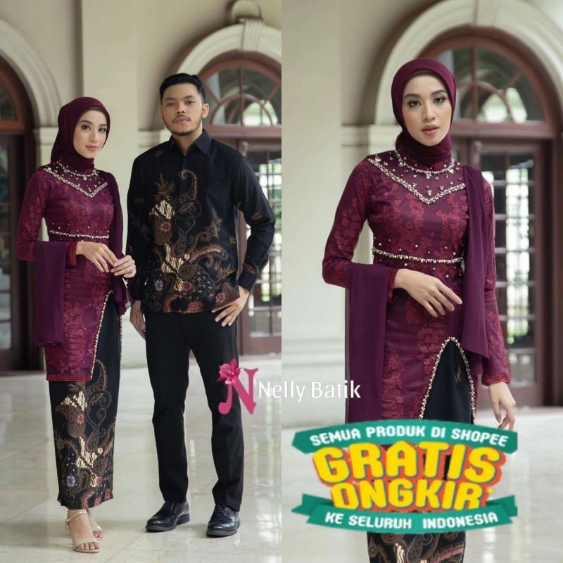 FREE HIJAB KEBAYA COUPLE HANNA MAROON KEBAYA MODERN KEBAYA LAMARAN TUNANGAN KEBAYA WISUDA KEBAYA LEB